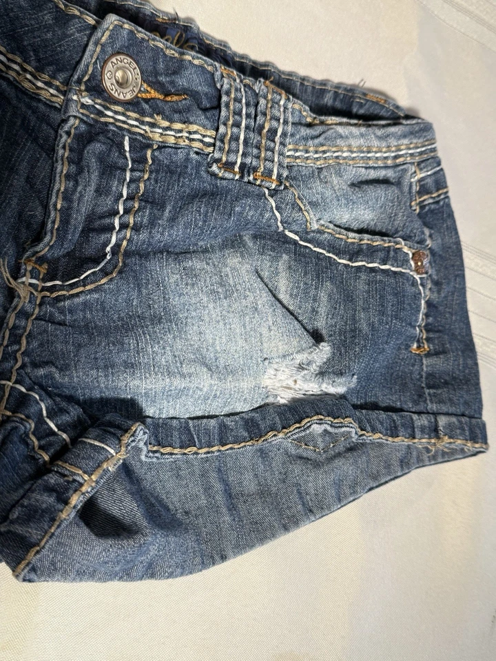 Angels Jean шорты размер 3 Juniors Sz синий джинсовой ткани кромки карманы состаренный логотип - Изображение 4 из 4
