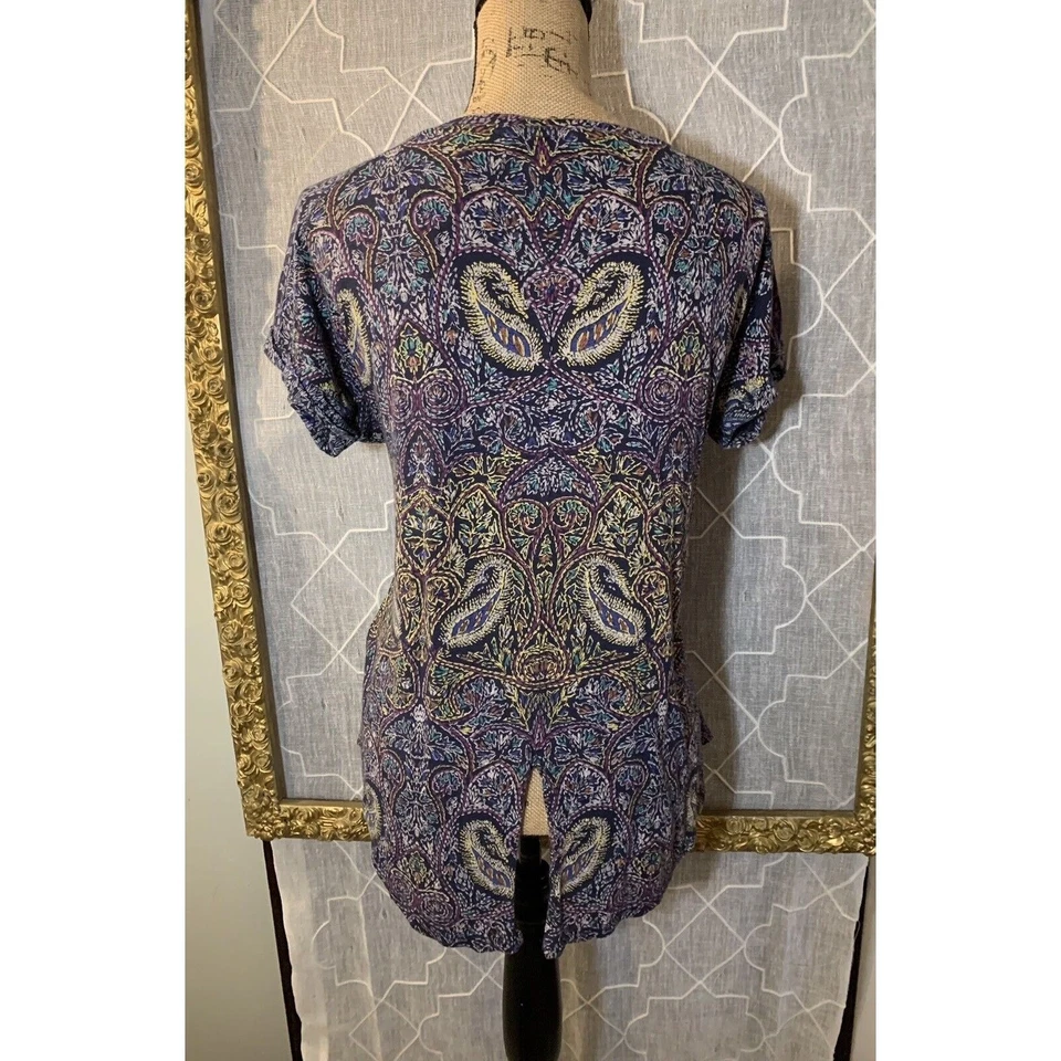Blusa Camisa Campesina Festival Cachemira Túnica Hippie Boho Talla M Marca Lucky Usada en Excelente Condición Foto 4 de 4