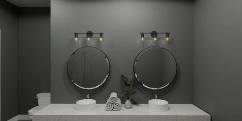 Matte Black Three Light Bath from the Caputo Collection - Picture 6 of 7