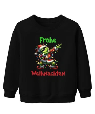PRINTERA Frohe Weihnachten Dabender Grinch Weihnachtsmann Lichterkette Unisex Kinder Swea