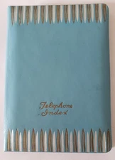 Vtg Telephone Index Address Book Teal With Gold & Silver Made In Japan 4.25 x 6"