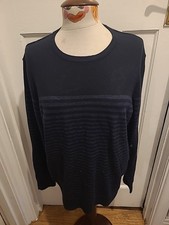 Mens F F Size XL 2 Tone Navy Striped Pullover Jumper