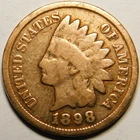 1898 Indian Head Cent Penny Cleaned  "Actual Coin Pictured"