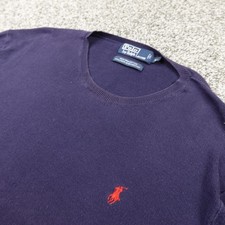 VTG Polo Ralph Lauren Sweater Mens XL Blue Pony Pima Cotton Pullover Crewneck