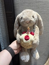 Jellycat Bashful Beige Bunny 'Birthday' with cake - BNWT - 100% genuine