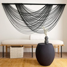 Macrame Wall Hanging Black Boho Wall Decor Large Boho Yarn Tapestry Living Ro...