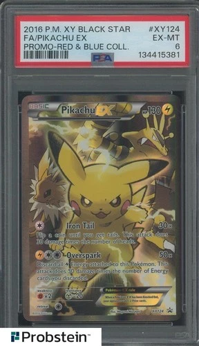 2016 Pokemon XY Black Star Promo Red Blue Collection #XY124 FA Pikachu EX PSA 6