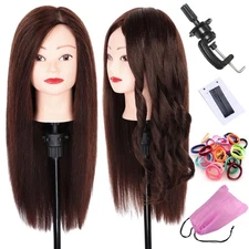 20 Inch 60% Human Hair Training Practice Head Styling Cutting Mannequi