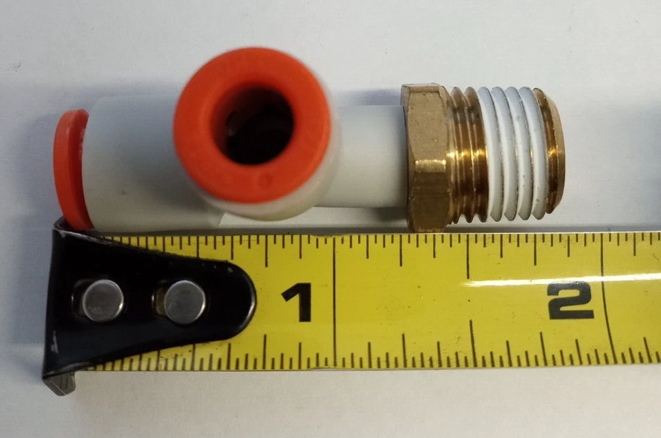 SMC KQ2Y07-02S 1/4"x1/4"NPTx1/4" push-to-connect male run tee **10-pack** - Image 2 of 3