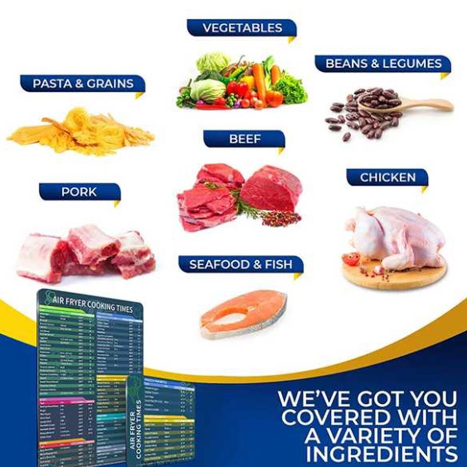 AirFryer Cooking Time Sheets AirFryer Accessories Cooking Time