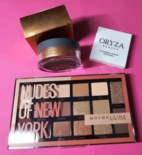 Maybelline eyeshadow palette, Oryza beauty eyeshadow, KAB illuminating dust