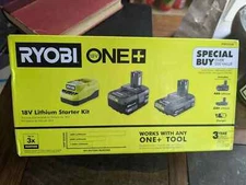 RYOBI ONE+ 18V Lithium-Ion Starter Kit with 4.0 Ah & 2.0 Ah Battery, and Charger