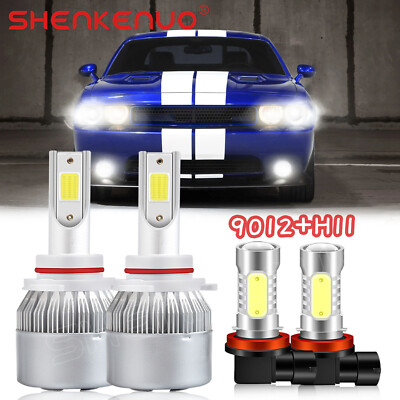 For Dodge Challenger 2015-2019 2020 6000K White LED Headlight + Fog Lights Bulbs