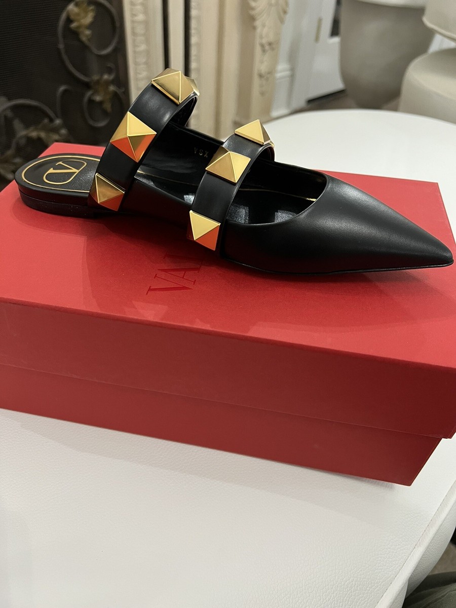 New in Box Black Valentino Garavani Roman Stud Flat Mule New in Box Black Valentino Garavani Roman Stud Flat Mule