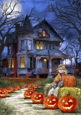 Halloween Mansion Poster Print Wall Decor Reproduction 17 X 12