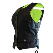 Missing Link Women's G2 D.O.C. Hi-Vis Leather Vest Reverable Black/Green G2RVWG