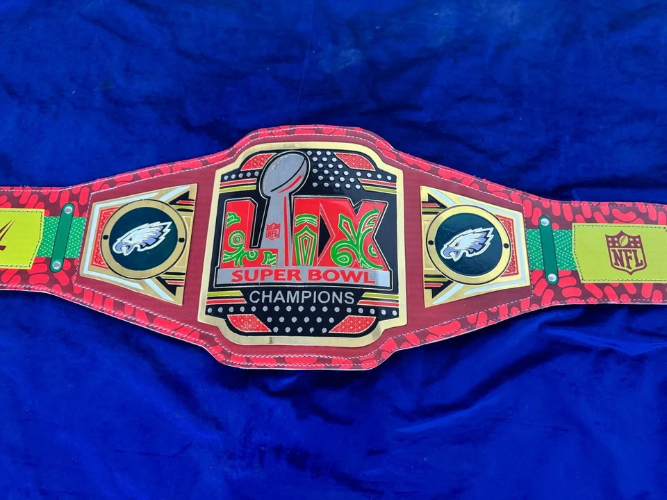 Cinturón título Philadelphia Eagles Super Bowl LIX Champions réplica tamaño adulto 2 mm Foto 3 de 4