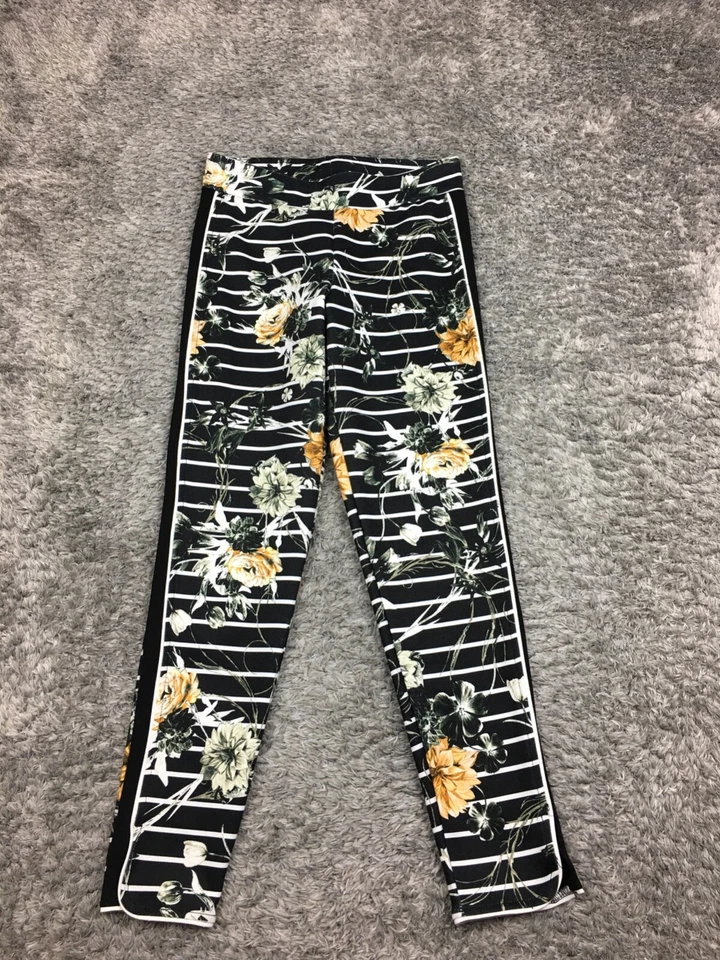 Pantalones Legging Tono Mujer Talla Pequeña Negros Florales Elastizados Ajustados Tobillo Rayas Foto 3 de 4