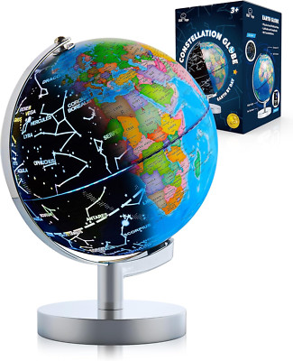 Illuminated Globe for Kids Learning- 3-In-1 STEM Globes of the World with Stand,