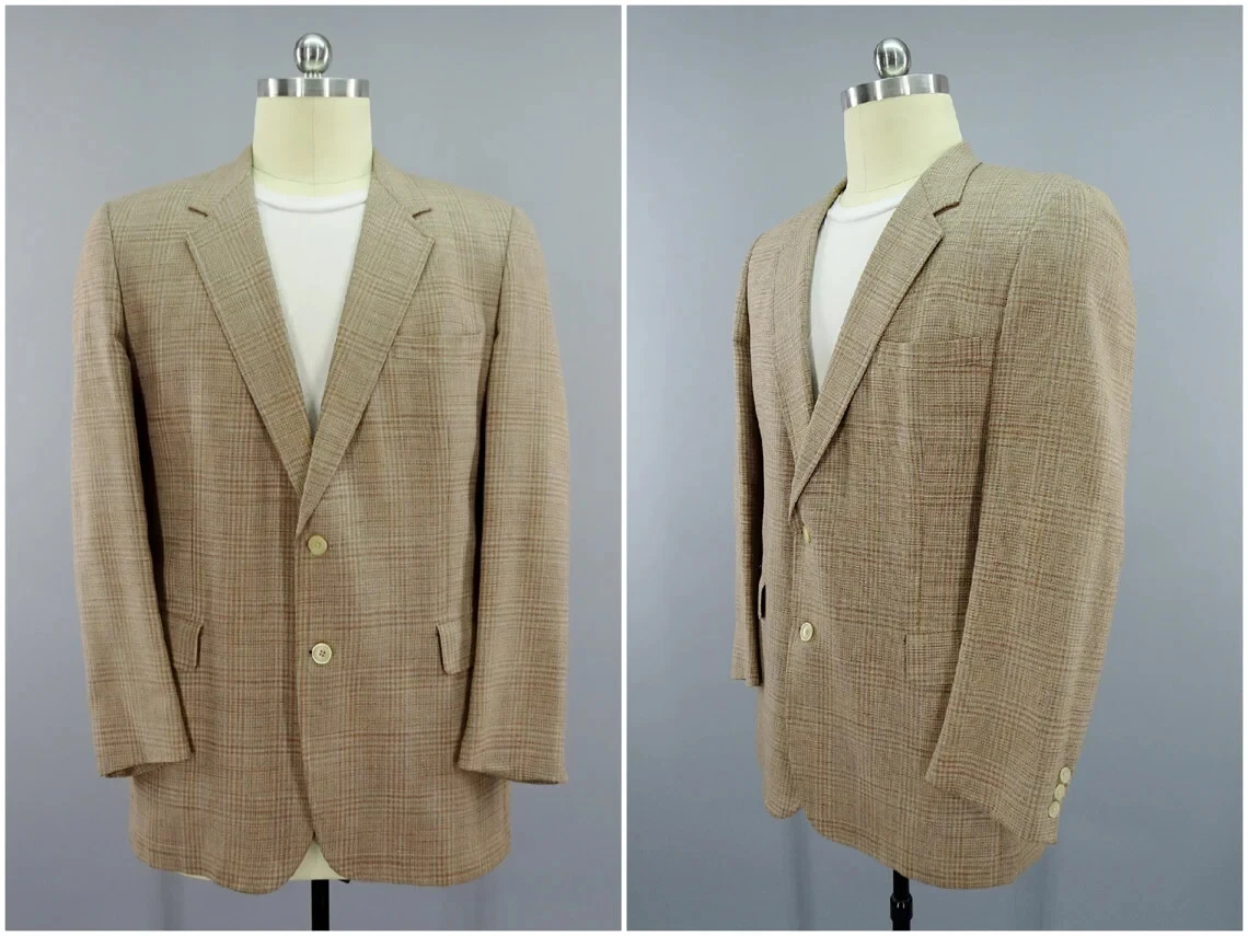 Vintage Sport Coat Blazer by Kingsridge, 50s - 60s , Single Breasted Glen Check