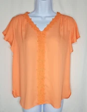 Counterparts Women's Lightweight Short Sleeve Peach Blouse Size Small - NWT