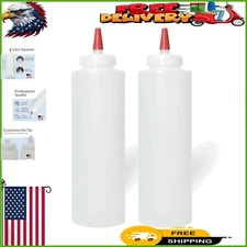 Compact BPA-Free Plastic Bottles - 16oz with Leak-Proof Red Caps for Sauces