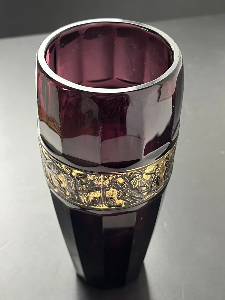 Art Deco Glas Vase Goldfries Walther  Amethyst Vase Böhmen  - Bild 4 von 4