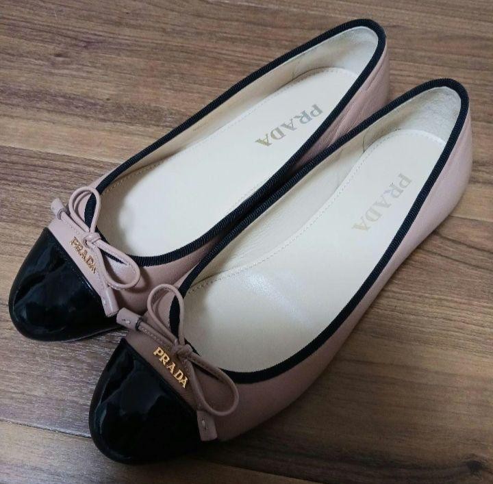 Zapatos de vestir sin cordones de cuero de dos tonos talla 35 rosa polvoriento negro con tacón PRADA