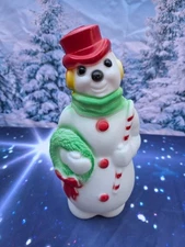 VINTAGE  Empire Plastic Corp 13” Blow Mold SNOWMAN Lights Up / Works CHRISTMAS