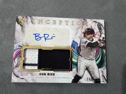 Ben Rice Rookie Yankees Game Worn Patch Auto /125 2025 Topps Inception Baseball