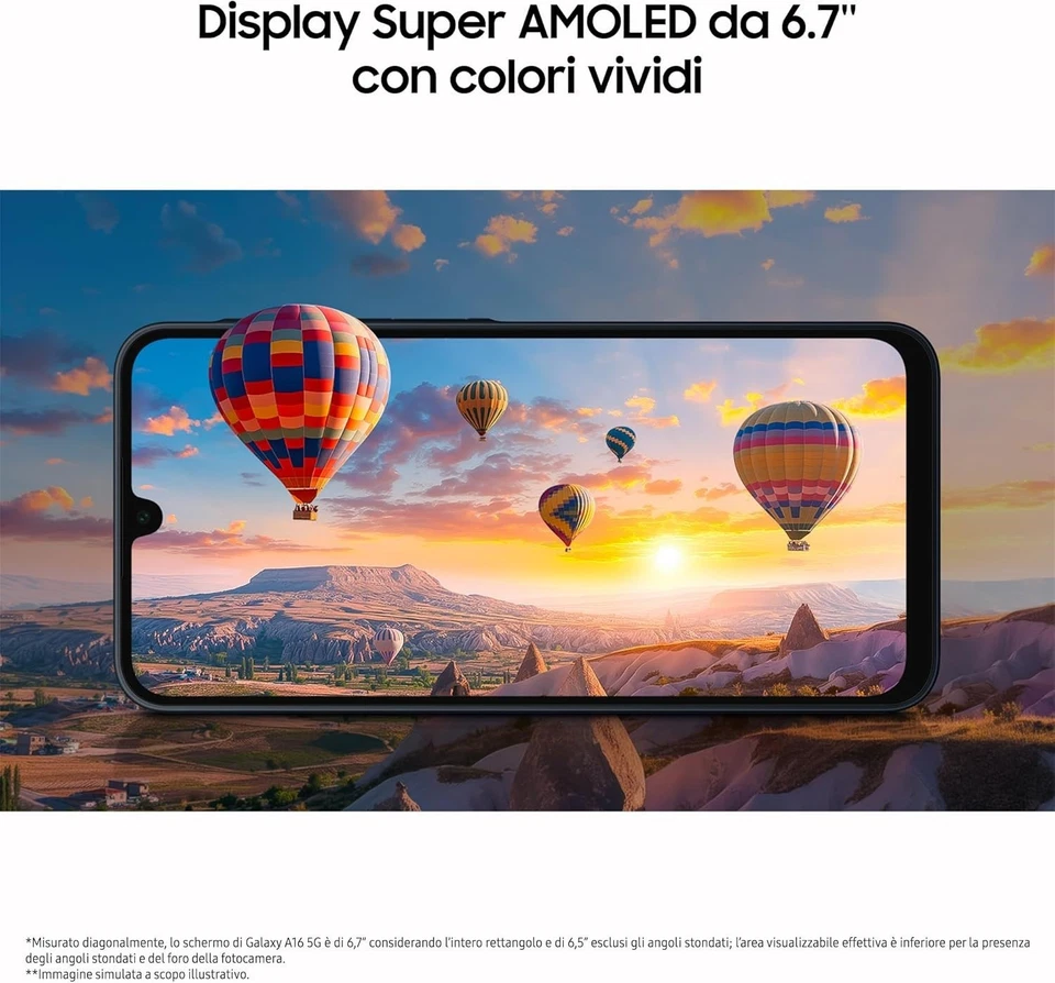 Samsung Galaxy Cellulare A16 5G Dual Sim Nero Black Blue Amoled 6.57" 4/128GB - Immagine 2 di 4