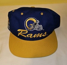 VINTAGE 90s ST LOUIS RAMS ADULT SNAPBACK HAT LOGO 7 TEAM NFL CAP RARE