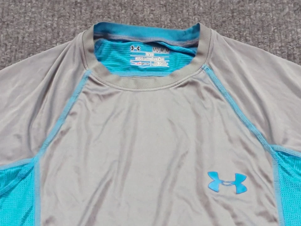 Under Armour Shirt Mens Medium Gray Short Sleeve Fitted Base Layer Heat Gear  - Image 2 of 4