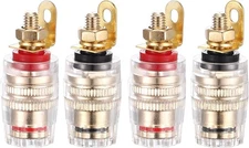 Facmogu 2 Pairs Mini Gold Plated Insulated 5-Way Binding Small-Short, Black 