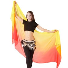 Women 100 Silk Belly Dance Veils Hand Scarves Gradual 1.14x2.5m/98x45