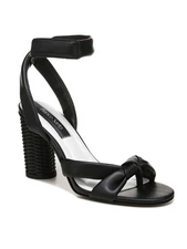 FRANCO SARTO Womens Black Woven Oma Round Toe Block Heel Dress Heeled Sandal 9 M