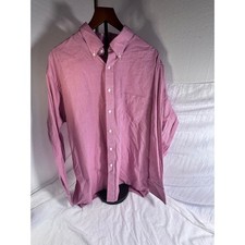 Van Heusen Mens XL Red Gingham Button Down Shirt Regular Wrinkle Free 17.5 34/35