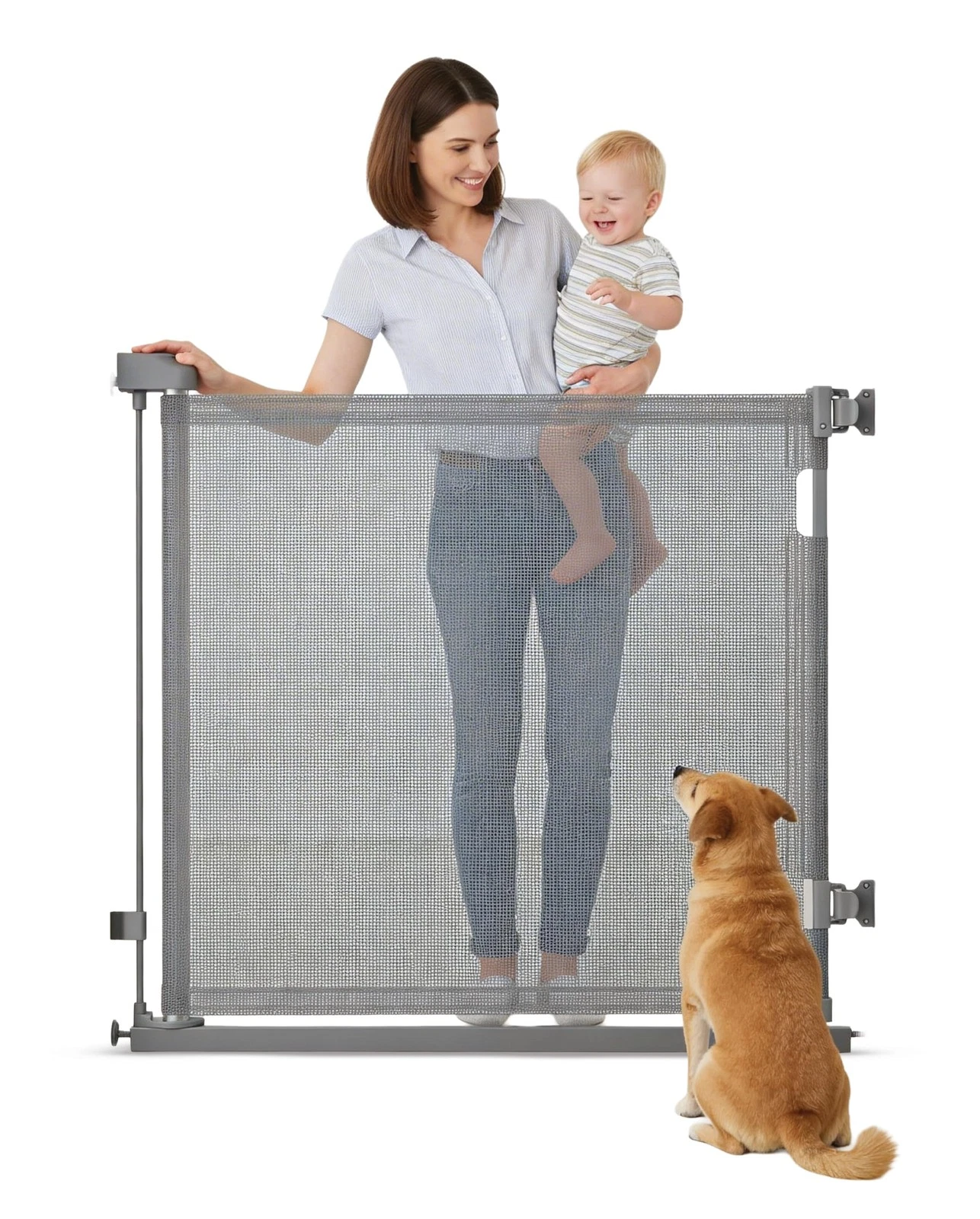 Kidoola Retractable Baby Gate Mesh Stair & Doorway Safety Gate for Toddlers and