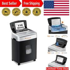 Paper Shredder for Office, 110-Sheet Autofeed Heavy Duty Shredder for Home Of...