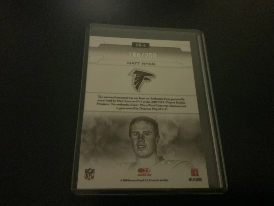 2008 Leaf Rookies & Stars - Studio Rookies Matt Ryan #SR-4 Materials /250 (MEM, - Image 2 of 2