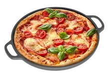 Chef Pomodoro Cast Iron Pizza Pan, Pre-Seasoned 12 inch Cast Iron Skillet wit...