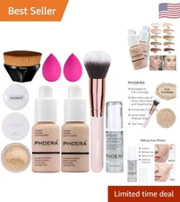 PHOERA Foundation 101 Porcelain & 102 Nude with Face Primer & Brush