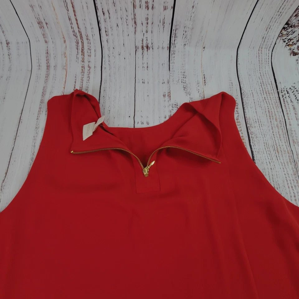 Camiseta sin mangas Chicos de moda para mujer 3 capas clásicas rojas jade cremallera trasera fiesta navideña Foto 4 de 4