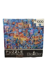 Milton Bradley - Big Ben jigsaw puzzle 1000 pieces Cat City Blues Open 