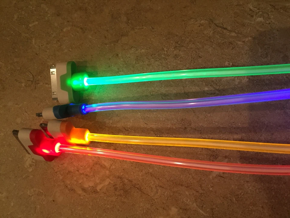 MINI SHORT GLOW light-up LED Data Sync Cable charger FOR 3.0 dual pin/micro USB - Image 3 of 4