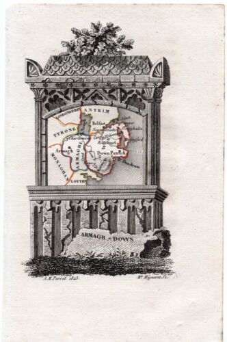 1823 A. M. Perrot Antique County Map, Armagh, Down, Ireland - Bild 1 von 1