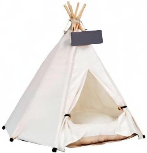 Luxury Cotton Dog Teepee Bed & Cat Tent with Non-Slip Cushion for Small Pets - Picture 12 of 12