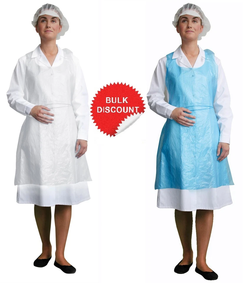 Flache Packung & Rolle Einwegschürze in blau klaren Farben Kunststoff Öko Polyethylen