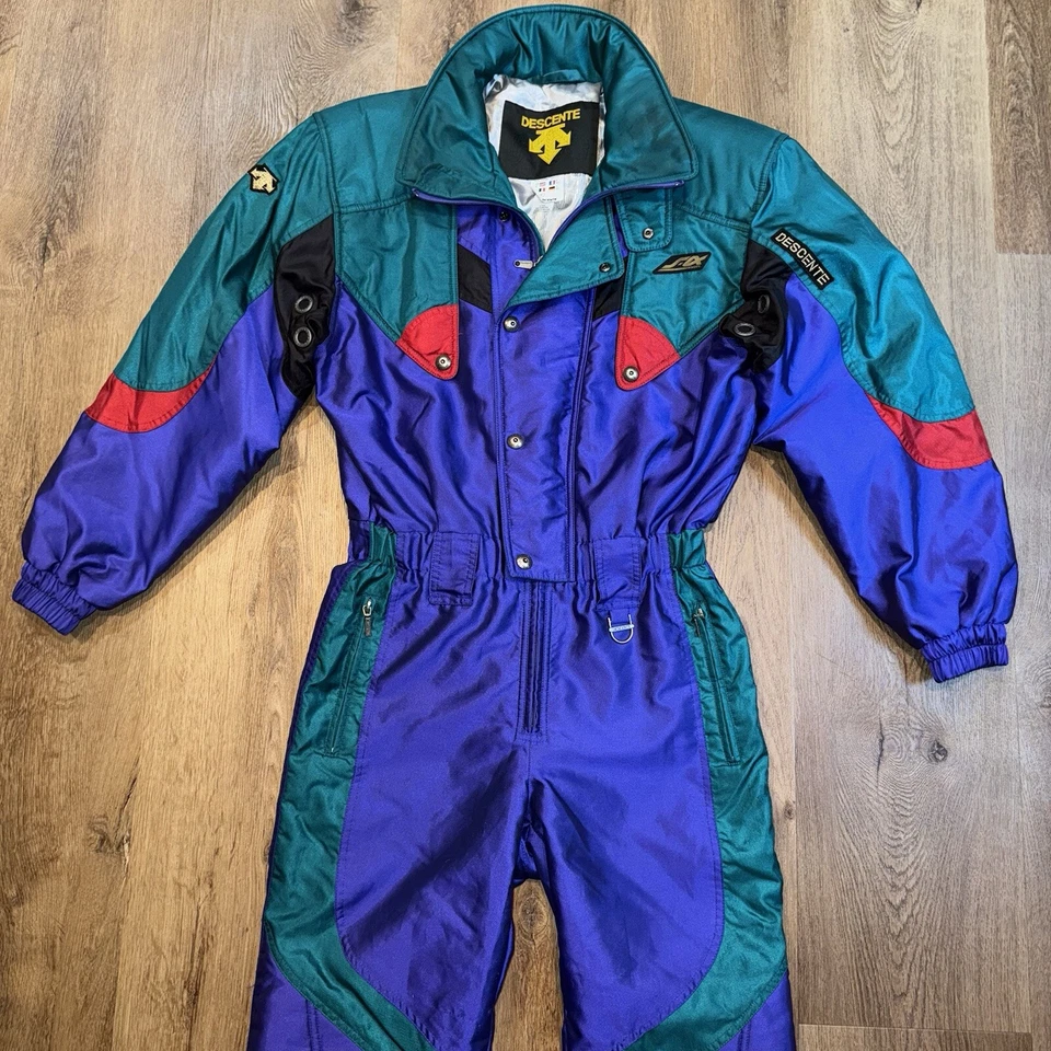 Descente Ski Suit One Piece Snowsuit Mens Medium Snow Bib Vintage 80s 90s Retro - Image 3 of 4