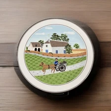 Vintage Villeroy & Boch Design Naif "Going to Market" Porcelain Trivet- Lux